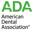 The image shows a logo with the text  ADA  prominently displayed at the top, followed by the American Dental Association s  ADA  name and logo beneath it.